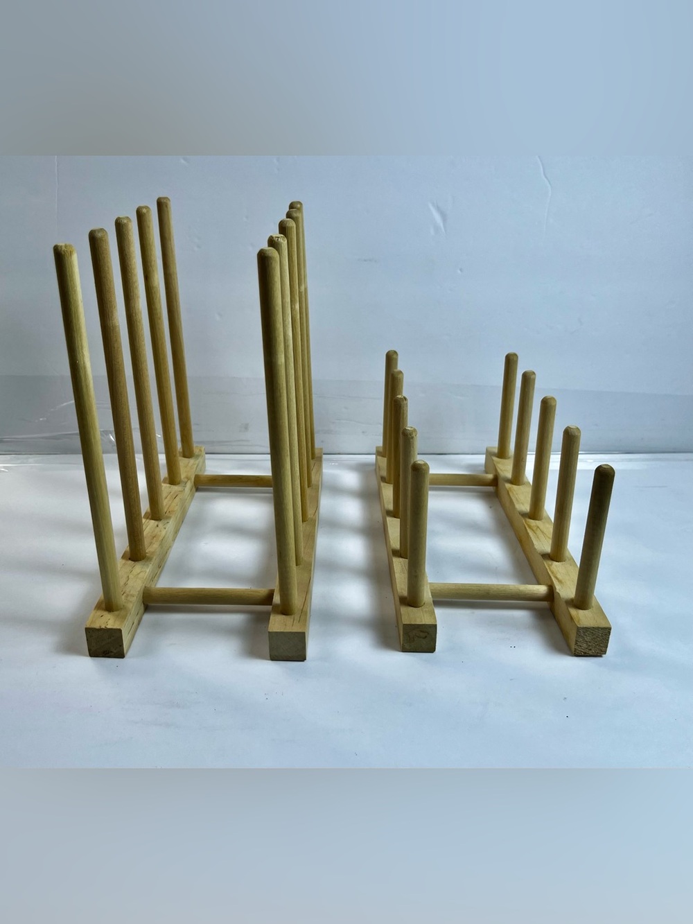 Wooden Peg Dish Rack - Natural Light Wood set of 2 - Picture 2 of 7